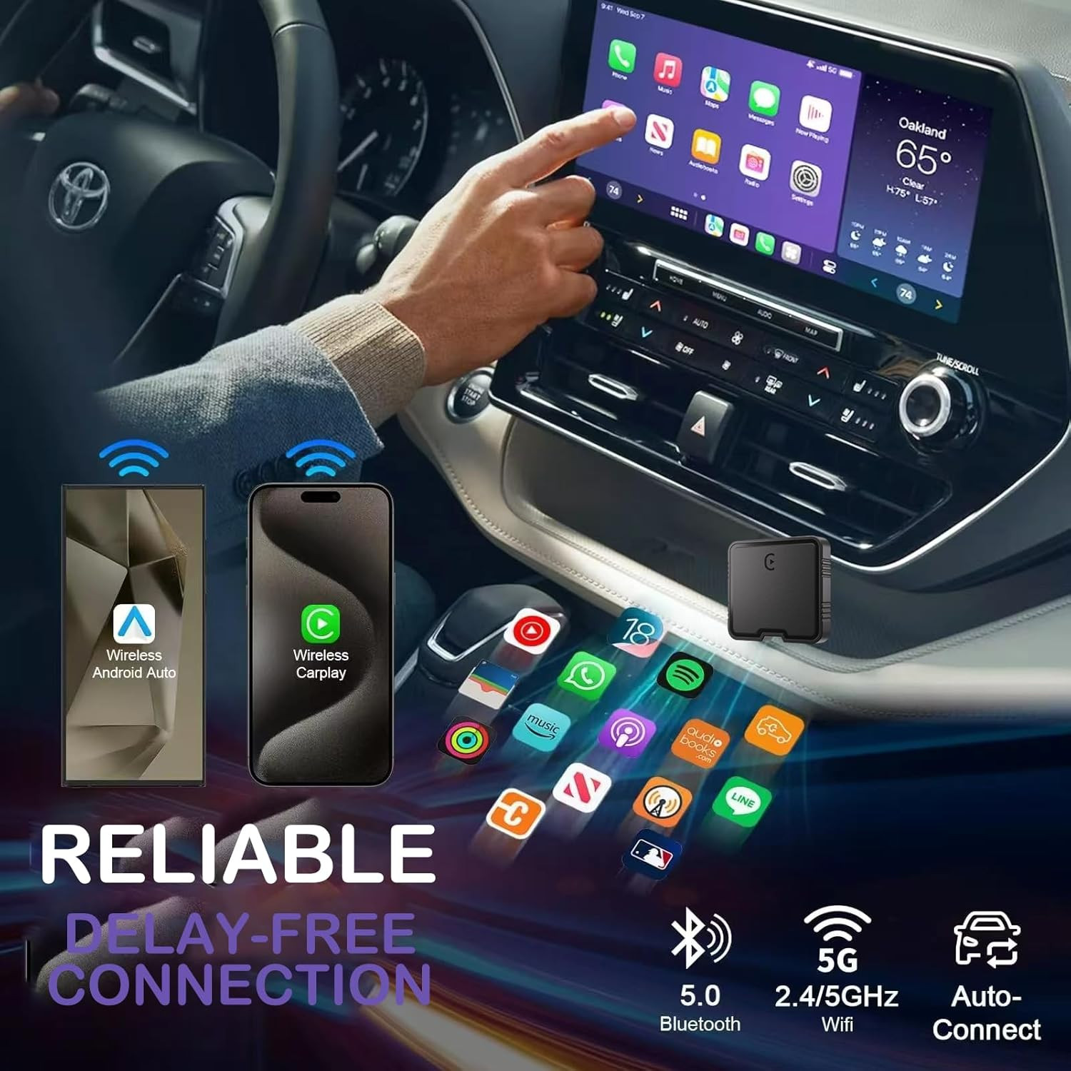 Carplay Wireless Portable Touchscreen Car Stereo Bluetooth Voice Control 7″ for