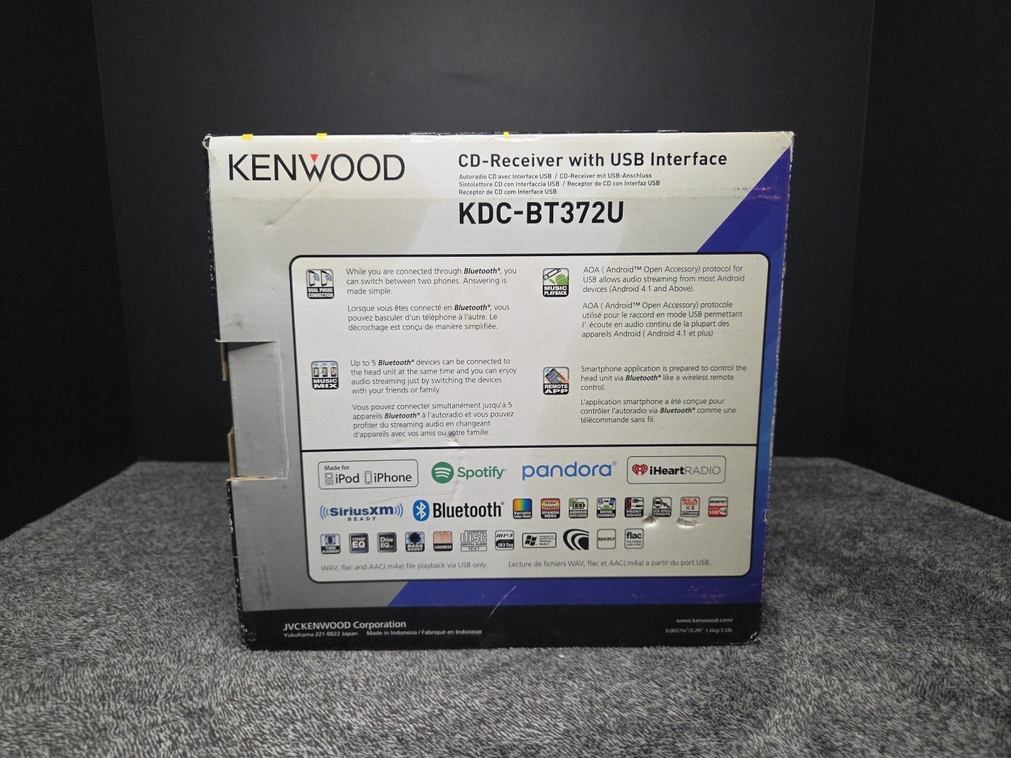 Kenwood KDC-BT372U Bluetooth CD Player Android iPhone AM FM MP3 Pandora USB NEW