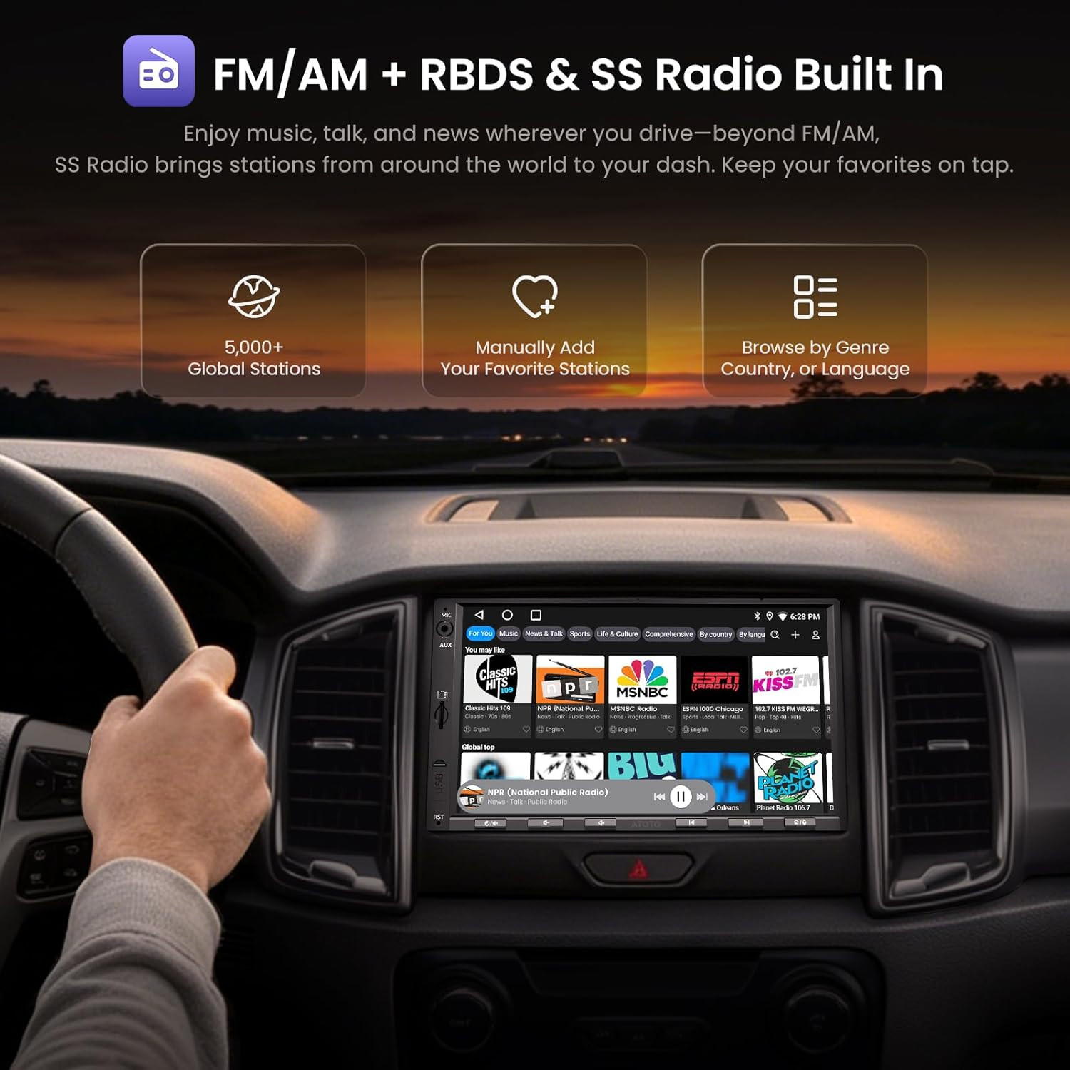 A5L 7 Inch Android Double DIN Car Stereo, Wireless Carplay & Android Auto, Wi-Fi