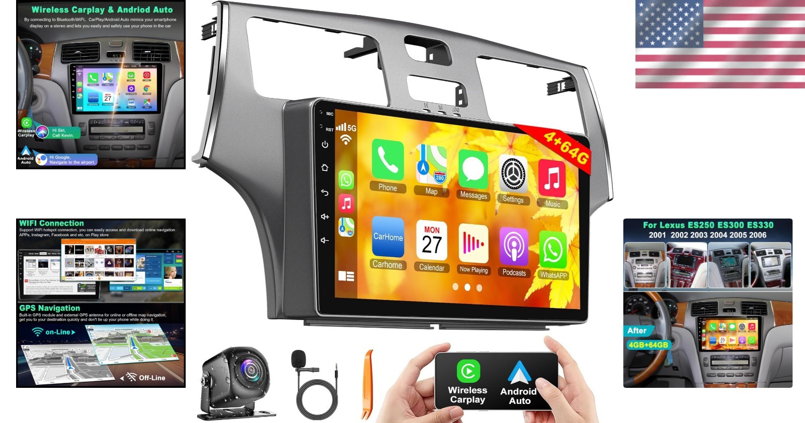 Advanced 4G Radio for Lexus ES250/300/330 – Includes Rear Camera & Navigation