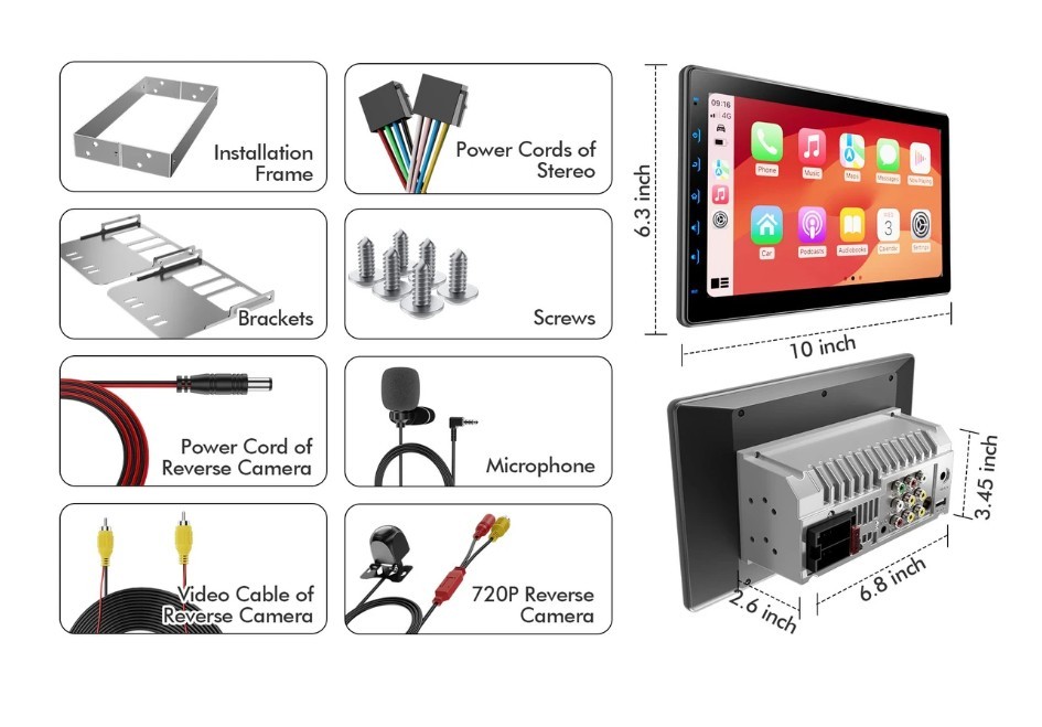 Perloyal All-in-One 10″ Touch Screen Car Radio Receiver Double Din # PERCP101IA