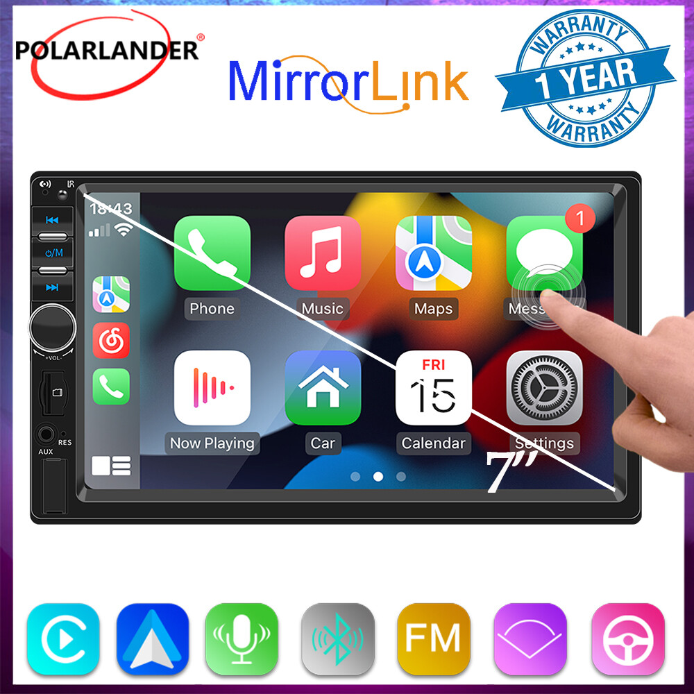 Double 2 Din 7″ Car Radio Apple CarPlay Android Auto Touchscreen USB/AUX/TF/FM