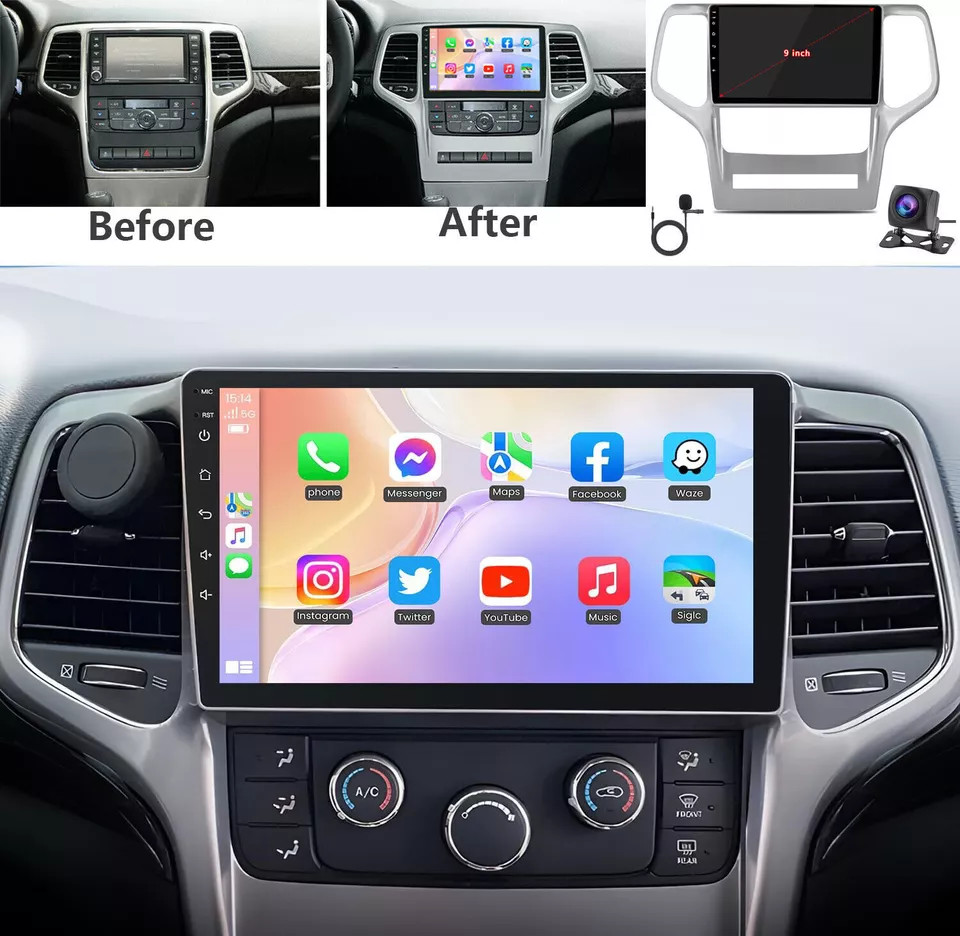 APPLE CARPLAY FOR 2011-2013 JEEP GRAND CHEROKEE ANDROID 12 CAR RADIO STEREO GPS
