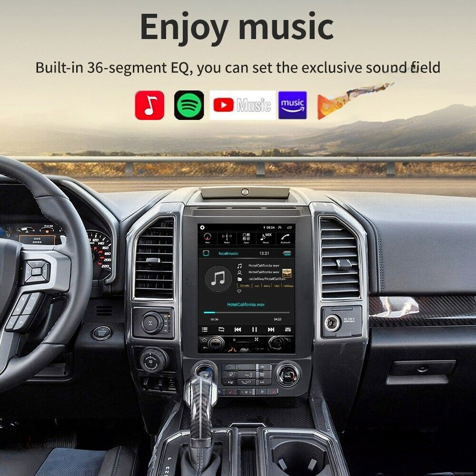 12.1″ Car Stereo Radio Gps Carplay Optional Tesla Style For Ford F150 2016-2021
