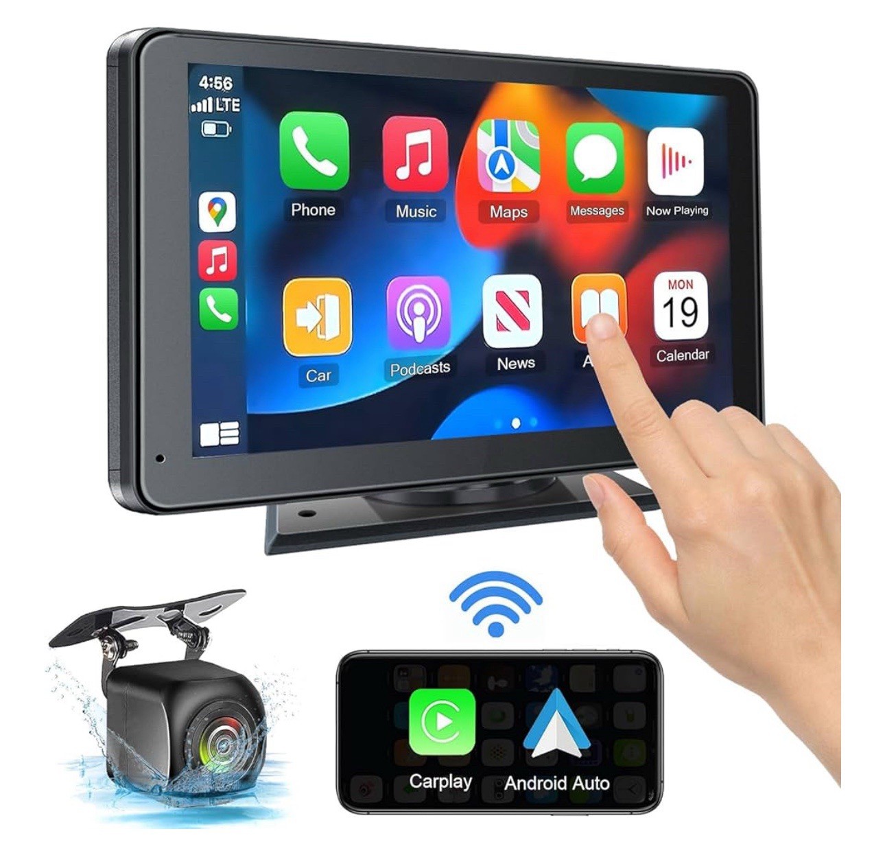 Portable Wireless Apple CarPlay and Android Auto 7″ IPS Touch Screen for Car