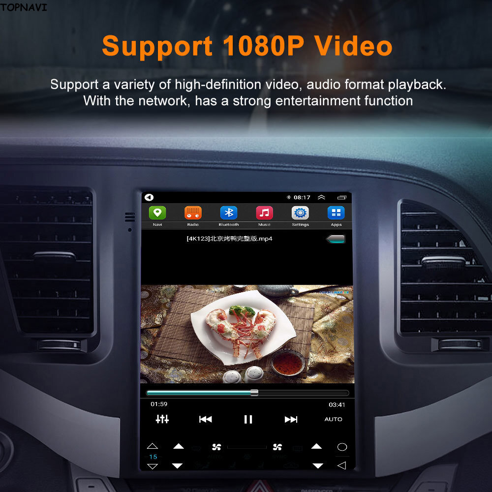 12.1″HD Car Video Player for Toyota Highlander 2009-2013 BT Music GPS WiFi DSP