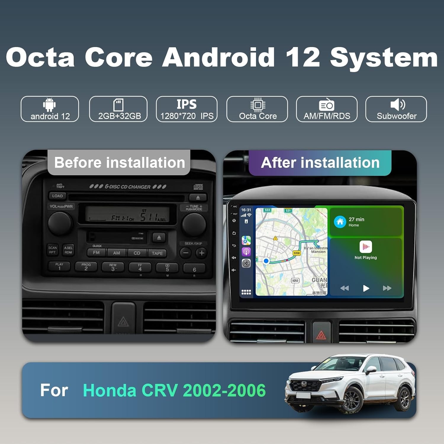Car Audio Multimedia System for Honda CRV (2002-2006) 9 inch HD Touchscreen