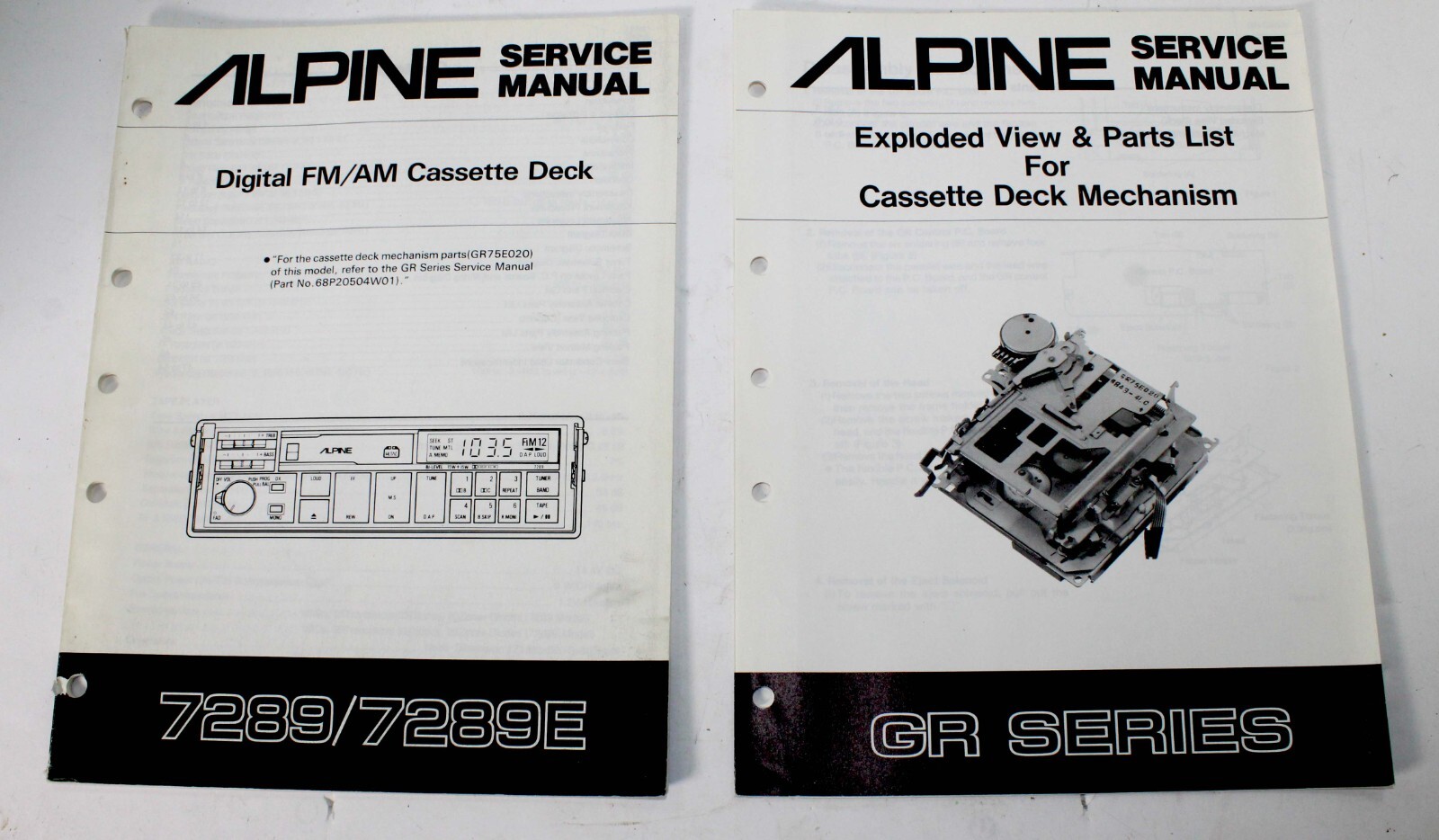 ALPINE 7289 DIGITAL FM/AM CASSETTE RECEIVER SERVICE MANUAL w/GR DECK MECHANISM