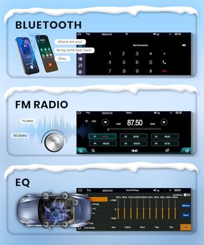 Single Din Car Stereo with Wireless Carplay Android Auto, 6.86 Inch with Knob