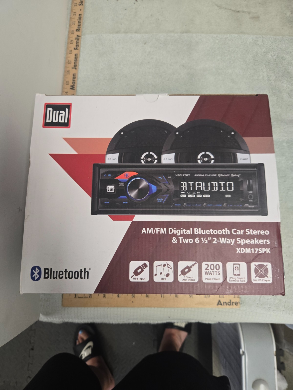 Dual bluetooth car stereo, AM FM, with speakers, XDM17SPK, new in package