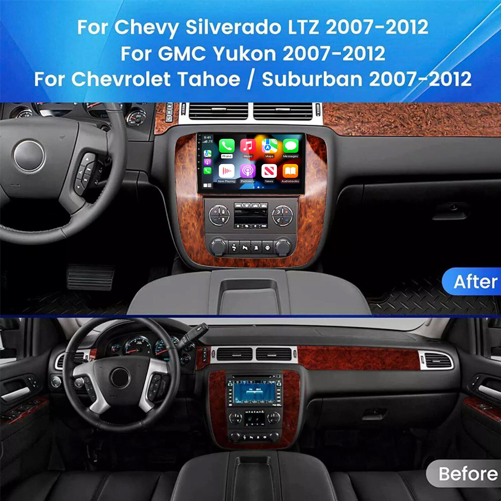 For 2009-2012 Chevrolet Silverado Wifi Carplay Android 12.0 Stereo Radio GPS Nav