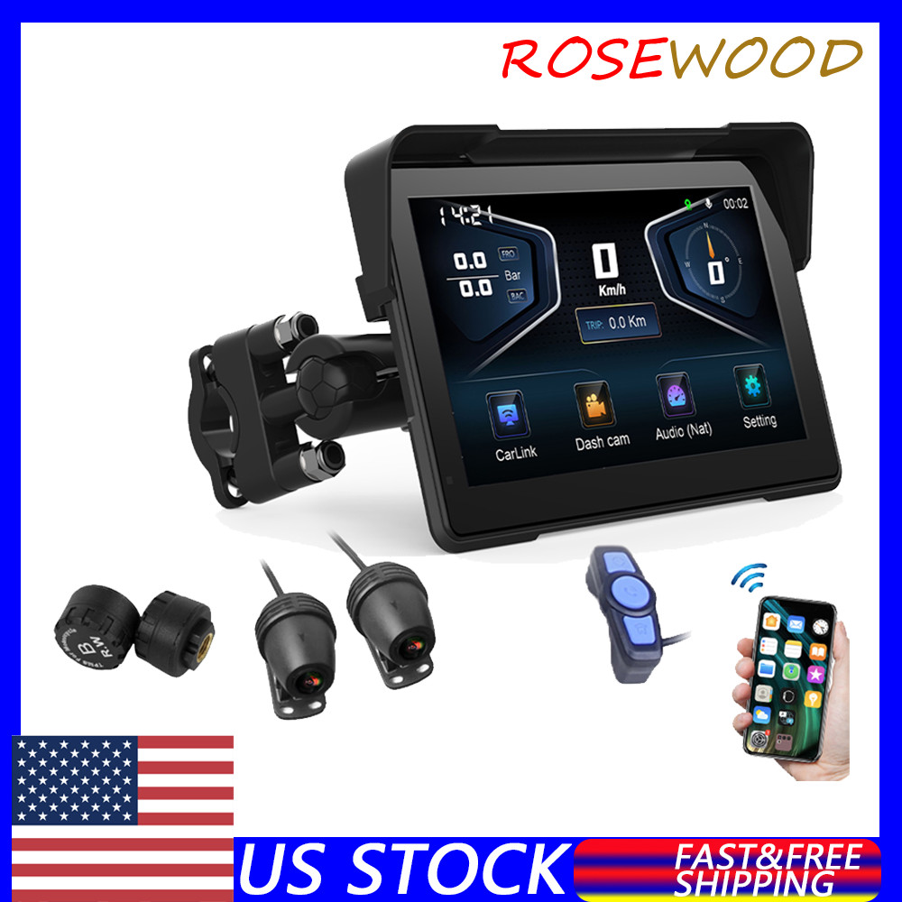 7″ Wireless CarPlay Touch Screen Motorcycles Navigator GPS with camera DVR&TPMS