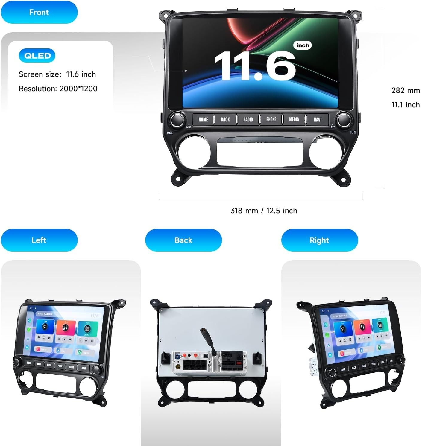 Dasaita 11.6″ Car Radio for Chevrolet Silverado GMC Sierra 2014-2019 BT (8+256G)