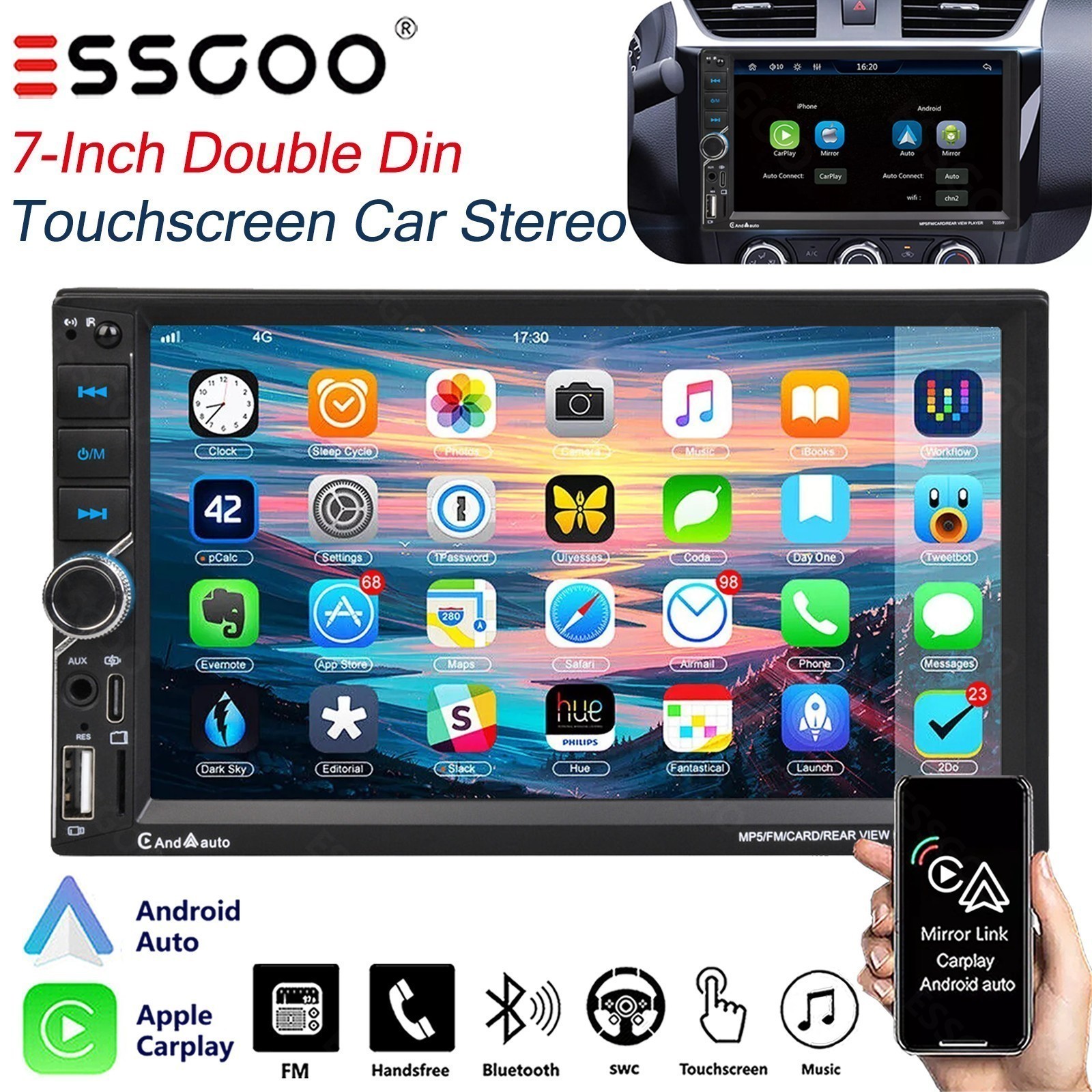 Double 2DIN Bluetooth Car Radio Stereo 7-Inch MP5 Player Touch Screen USB TF FM