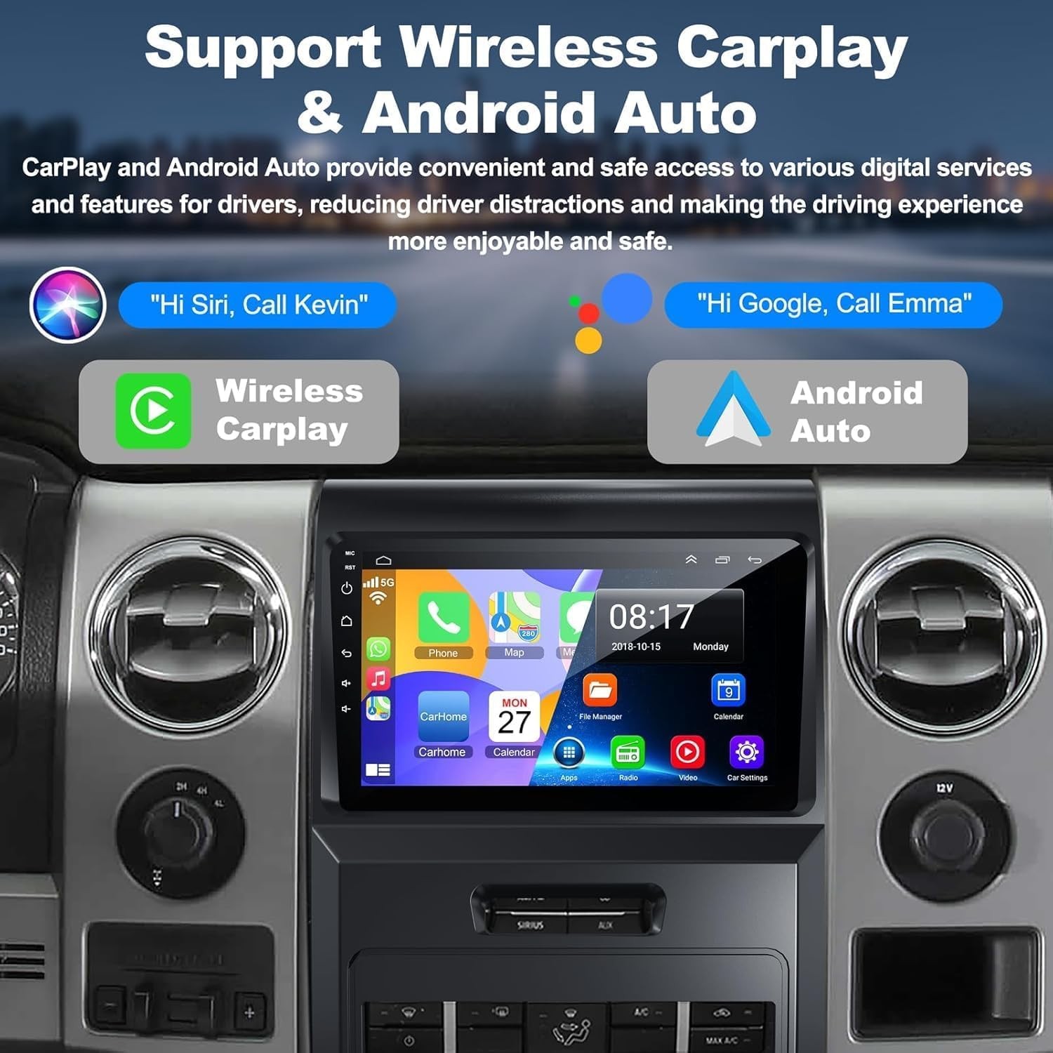 [8-core+64G] Android 15 for Ford F150 2009-2014 Car Radio, 9 Inch QLED Touch …