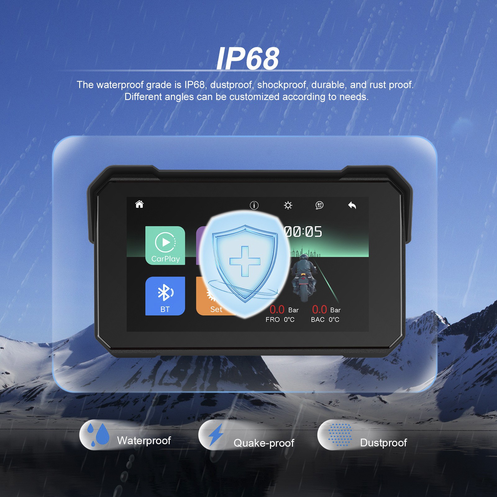5-inch Wireless CarPlay Android Auto Navigation Sunproof for Motorcycles