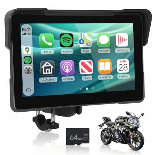 Motorcycle Carplay Screen 7 Inch with Wireless CarPlay/Android Auto,