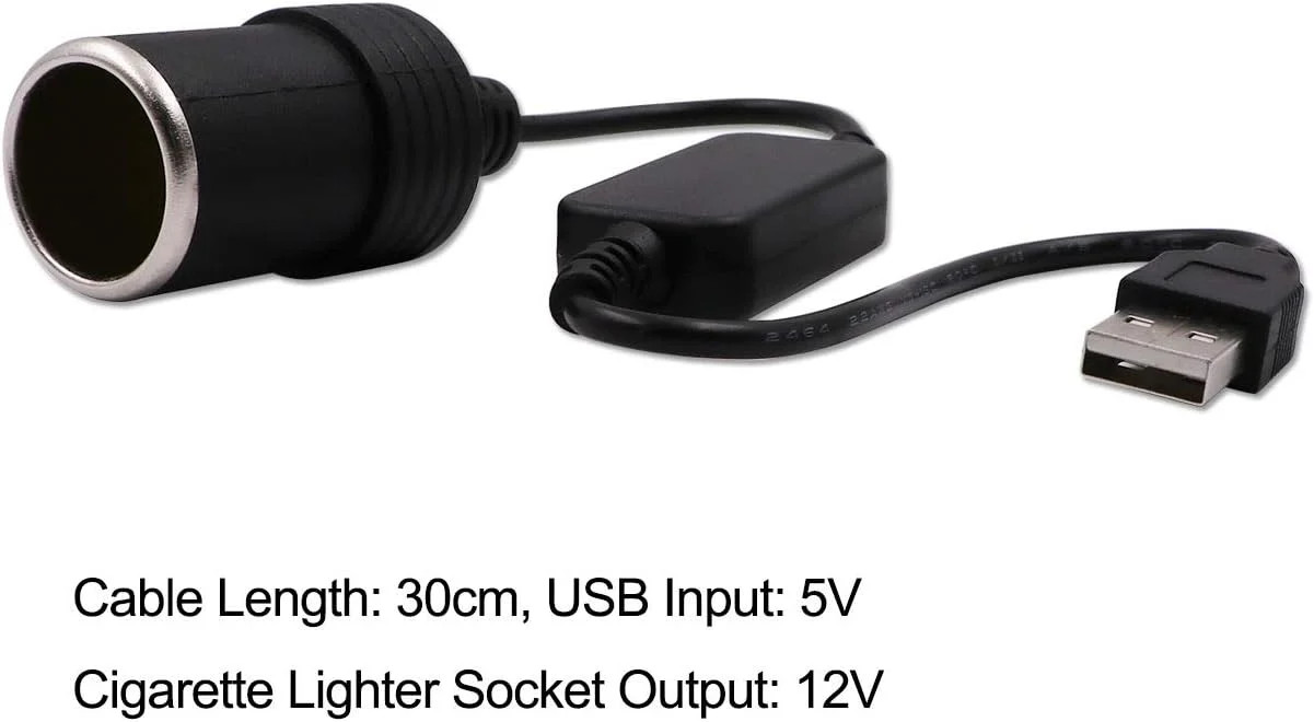 USB A Male to 12V Car Cigarette Lighter Socket Female Converter Cable 2-Pack ..