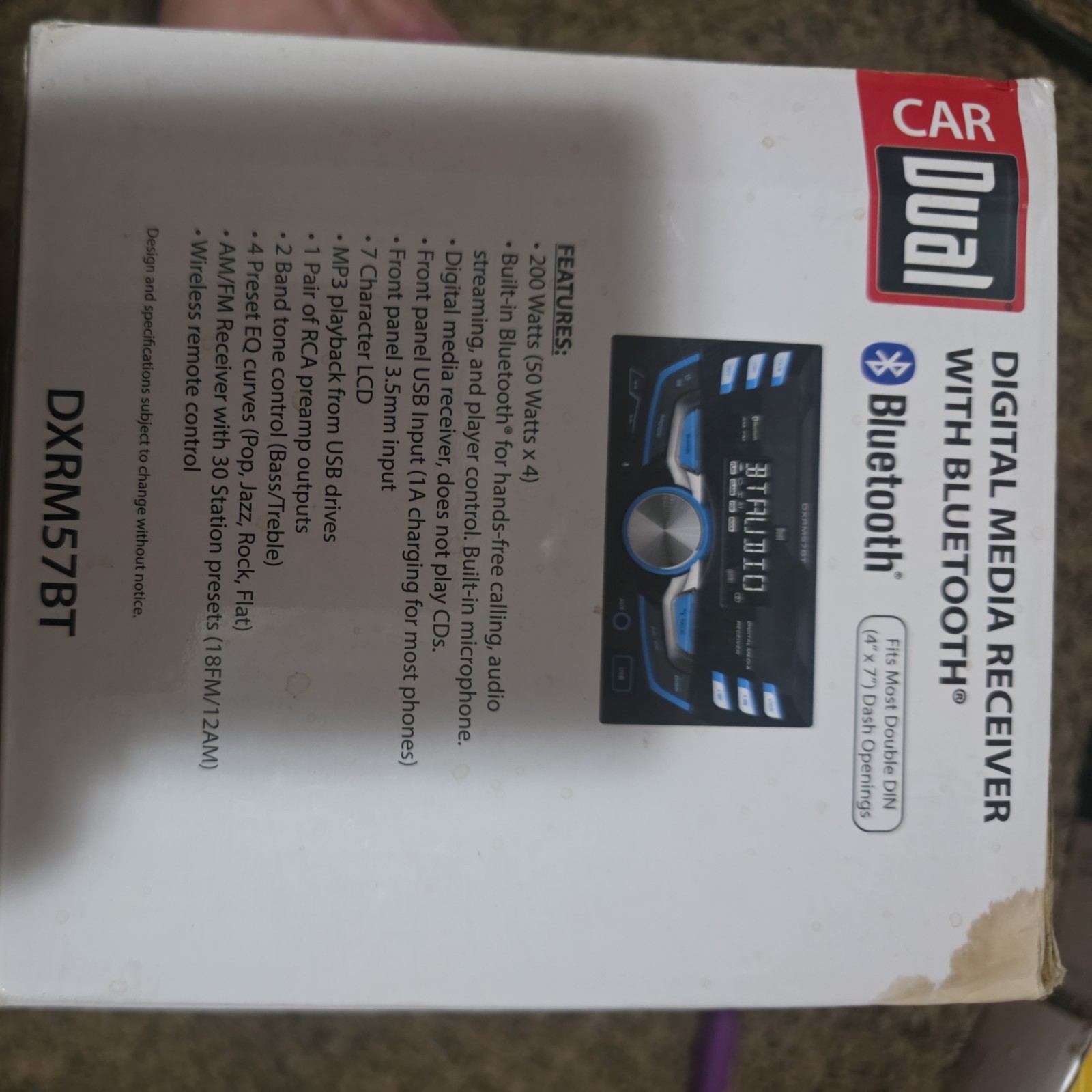 (1) DUAL ELECTRONICS DXRM57BT CAR STEREO 2-DIN BLUETOOTH AUX AM/FM RADIO
