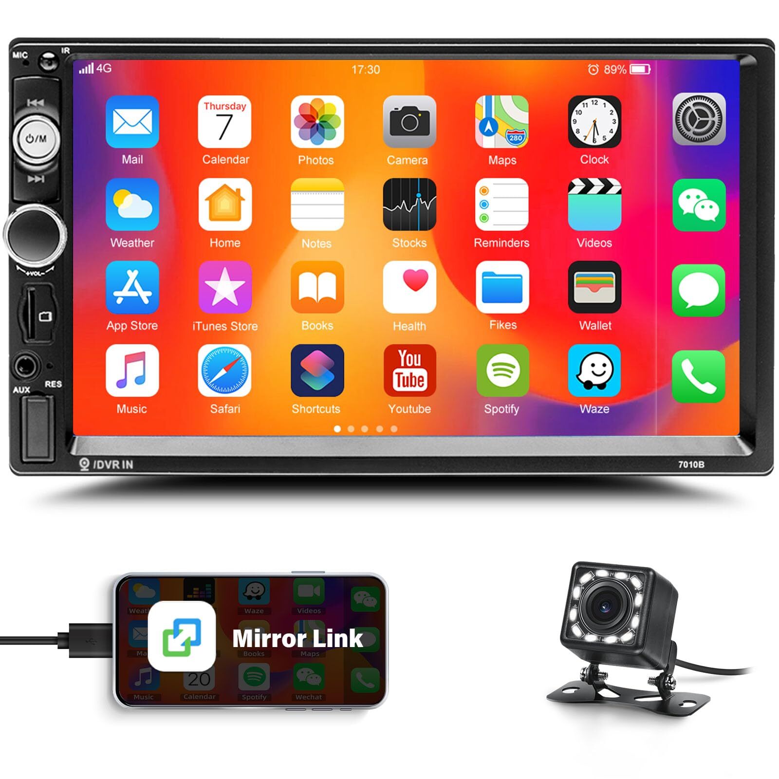 Estéreo para coche con Bluetooth, reproductor MP5 de 7 pulgadas, pantalla táctil