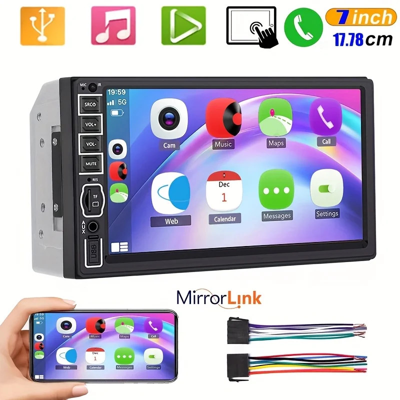 7″ Double 2 Din Car MP5 Player Bluetooth Touch Screen Stereo Radio Audio Mrrior/