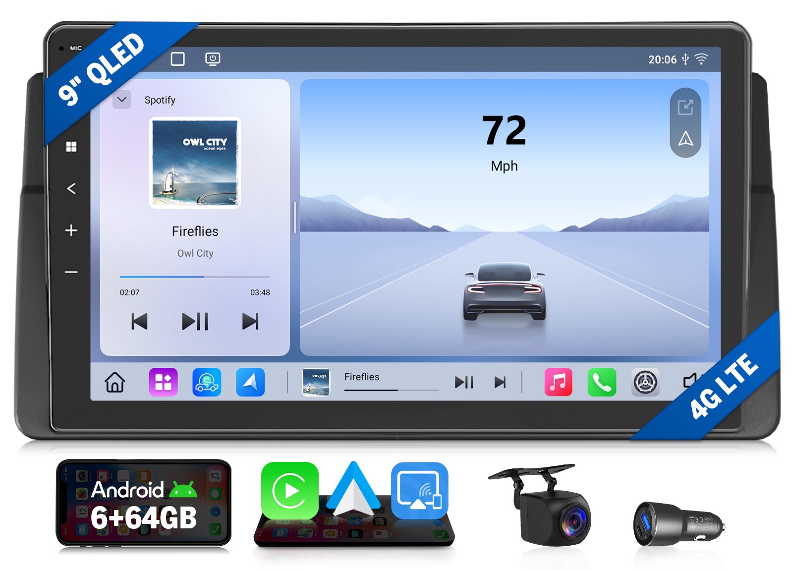 9″ QLED 6+64GB Android 13 Car Stereo for BMW E46 330i Wireless CarPlay Head Unit