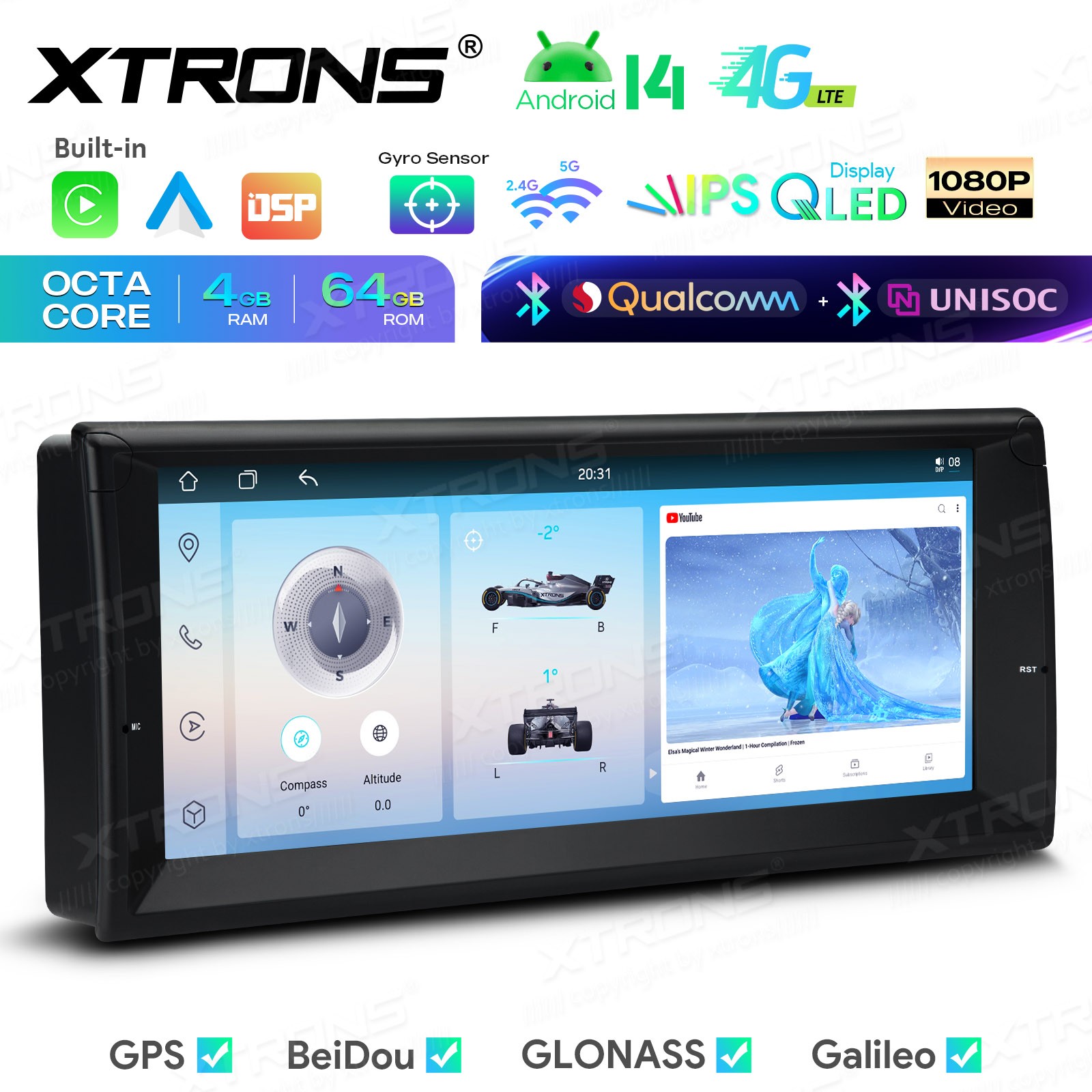 Android 14 Car Stereo For BMW E39 M5 E38 10.25″ QLED 4G 64G CarPlay Android Auto