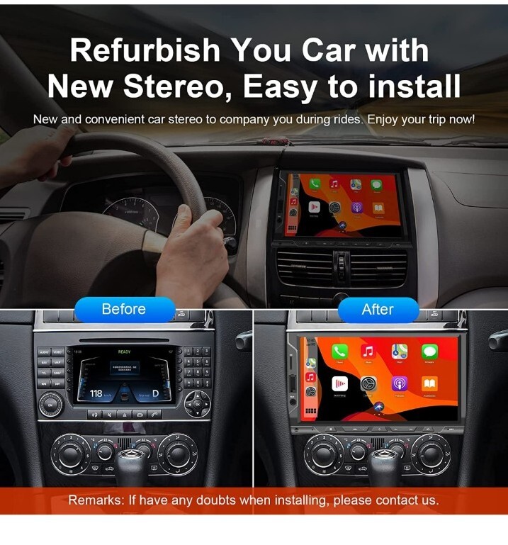 New Nanoo Bluetooth 5.2 Double Din Car Stereo with Apple CarPlay Android 7″