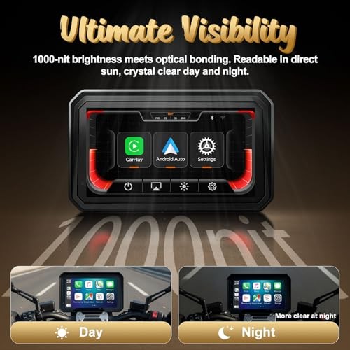 6″ Wireless Motorcycle Carplay with Android 6Inch Screen+Mounting Bracket