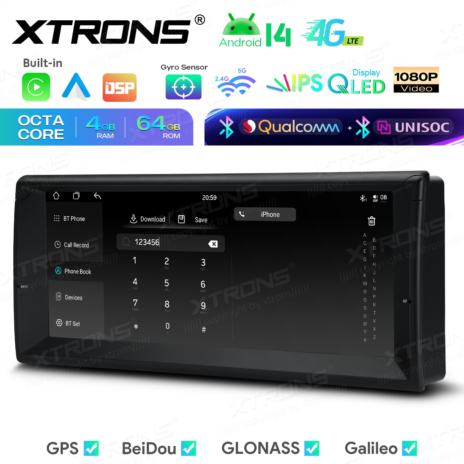 Android 14 Car Stereo For BMW E39 M5 E38 10.25″ QLED 4G 64G CarPlay Android Auto