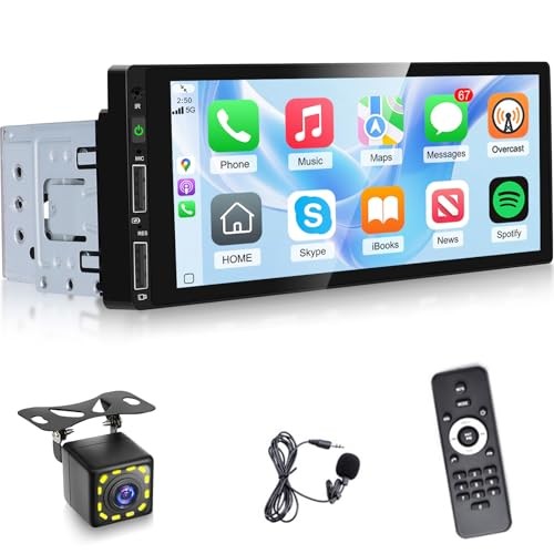 Single Din Car Stereo with Carplay and Android Auto – 6.86 Inch Car Radio