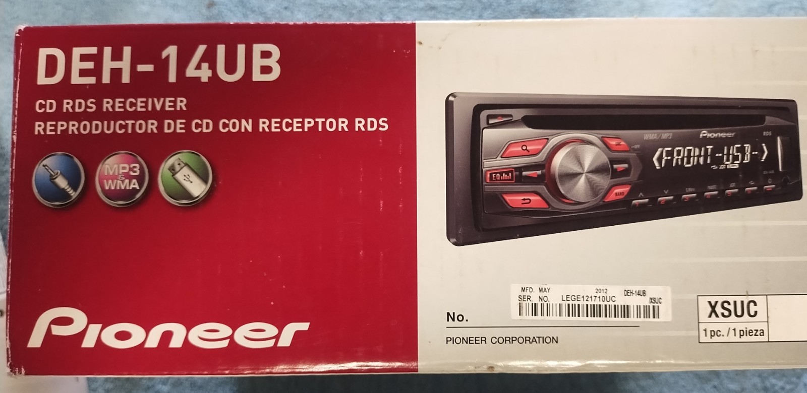 Pioneer DEH-14UB, CD /MP3/ USB, RDS Receiver , 200 watts, New Open Box