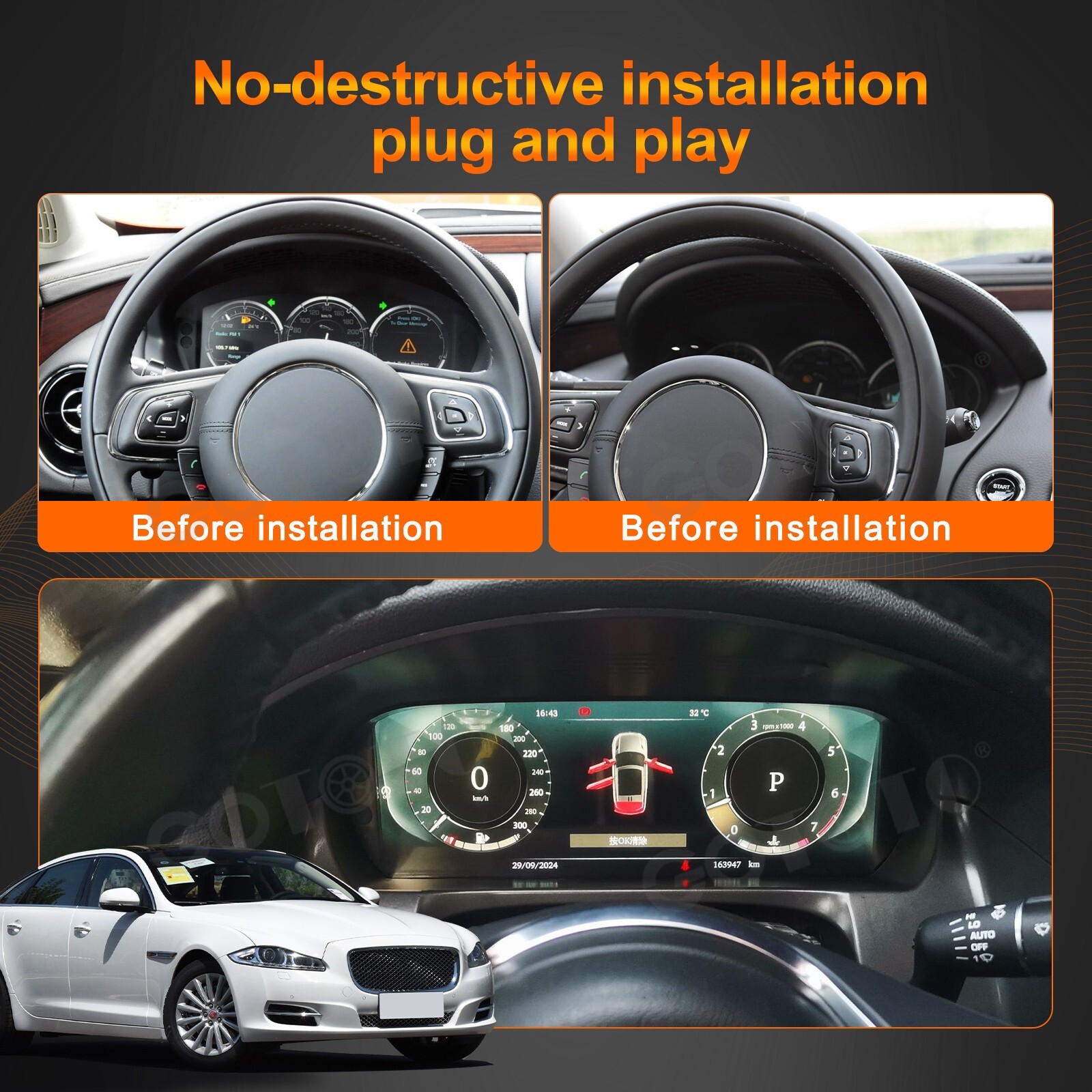 Digital Cluster Virtual Cockpit Instrument Speedometer for Jaguar XJ XJL 10~19