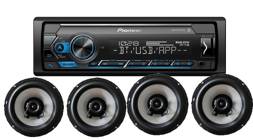 Pioneer MVH-S322BT Digital media receiver MVHS322BT + 2 Pair 6.5 inch Speakers