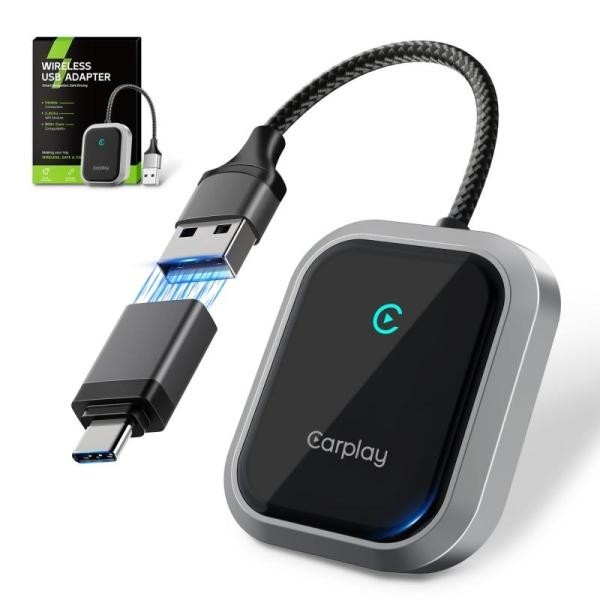 NEW 2025 Wireless CarPlay & Android Auto Adapter 2-in-1 Plug & Play USB/USB-C