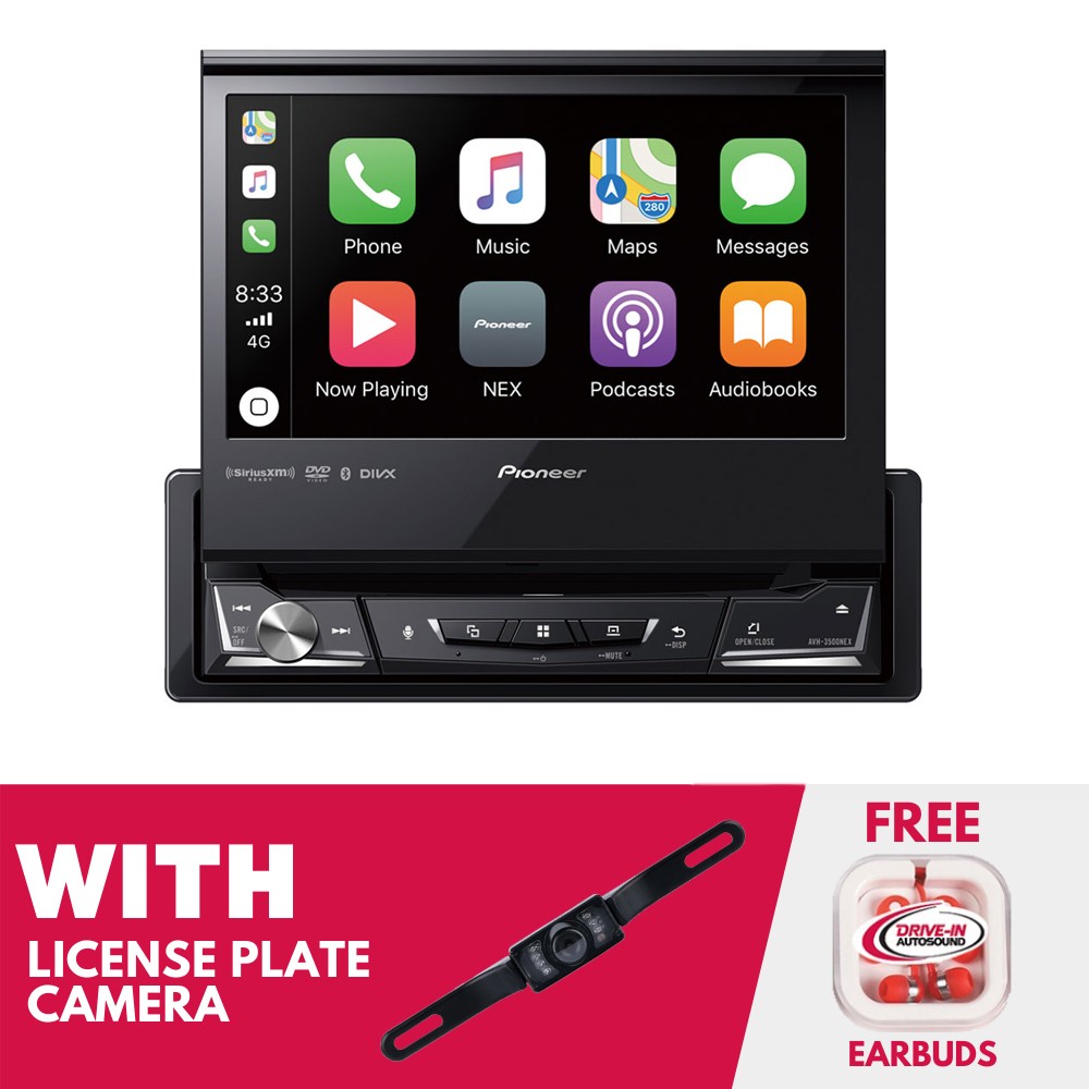 Pioneer AVH-3500NEX 7″ 1-DIN Multimedia DVD Receiver w/ License Plate Camera