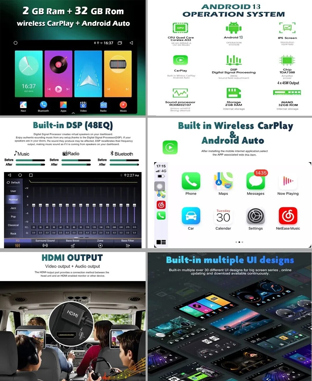 6.5″ Android Carplay Car Stereo Radio AHD GPS Navigation For Dodge Jeep Chrysler