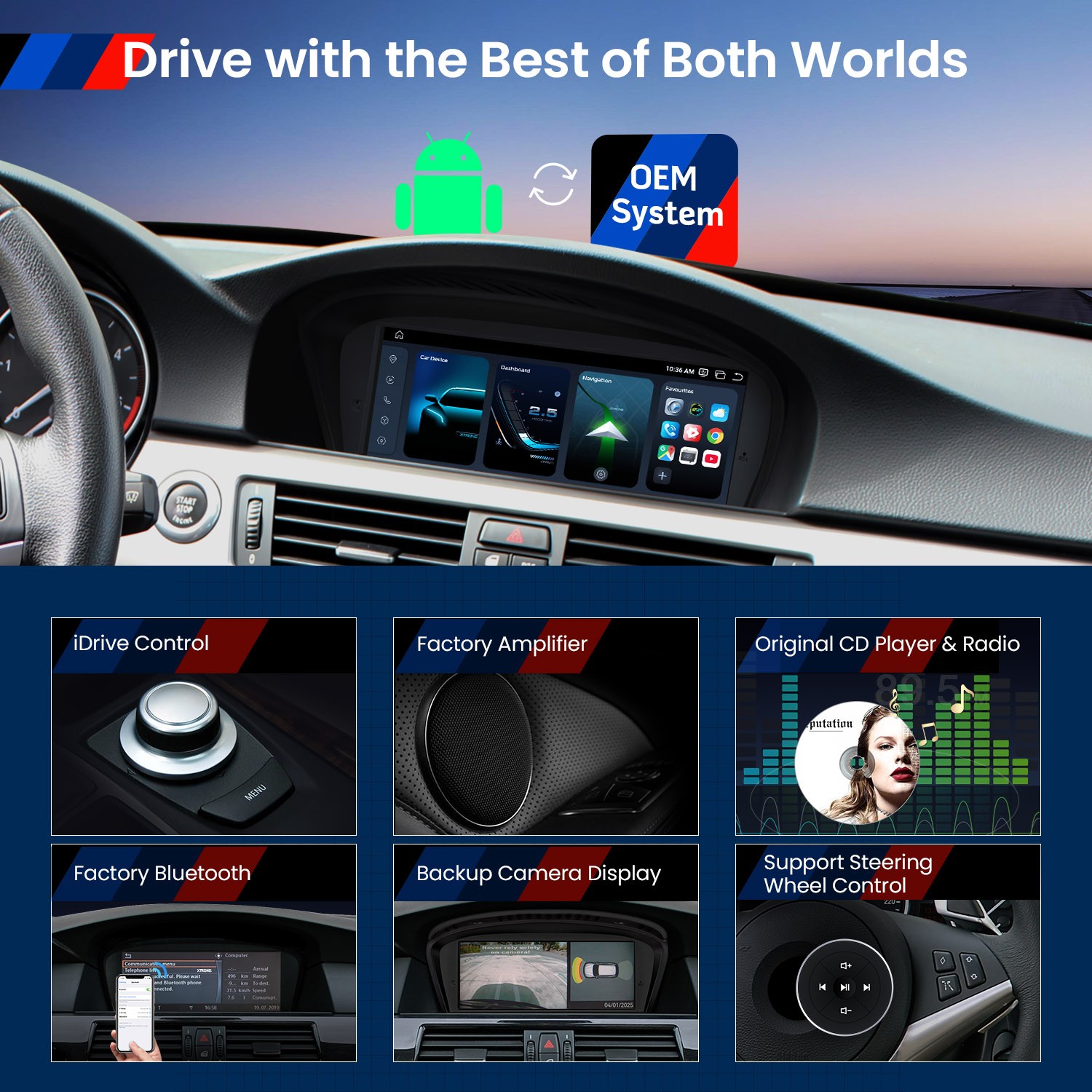 8.8″ For BMW 3 5 Series E90 E60 CCC Carplay Car Stereo Screen GPS 8+128G 4G LTE