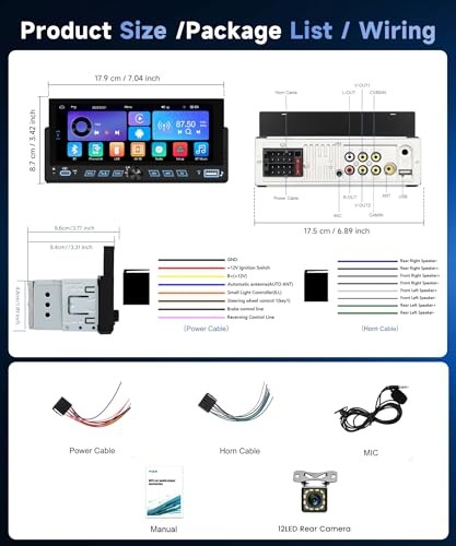 Single Din Car Stereo, 6.86″ Touch Screen Car Radio with 6.86 Inch with Knob