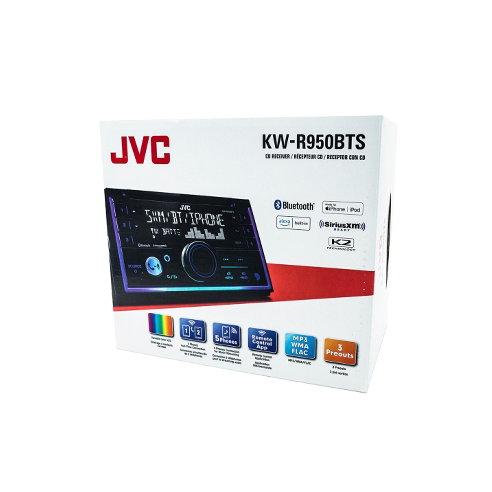 JVC KW-R940BTS Double DIN Bluetooth USB AUX AM/FM Radio CD Player Car Receiver