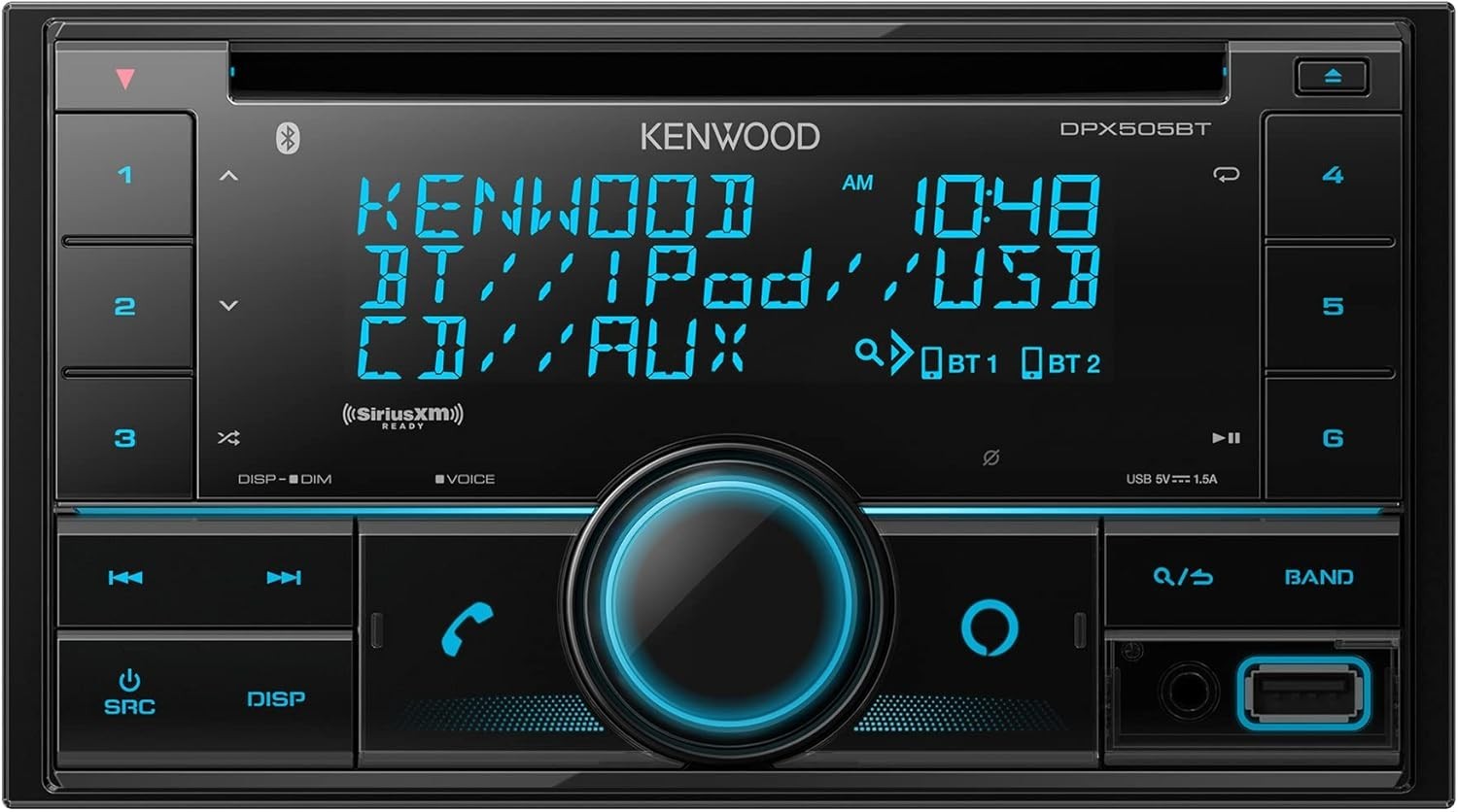 Kenwood DPX505BT Double DIN CD Receiver with Bluetooth Direct Access Button -New