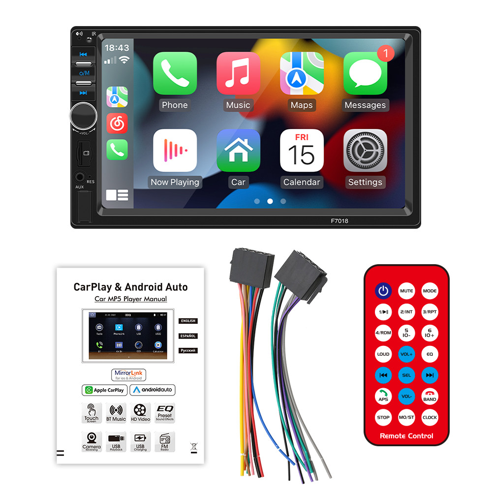 Touch Screen Car Radio Stereo For Apple Carplay Android Bluetooth FM Mirror Link