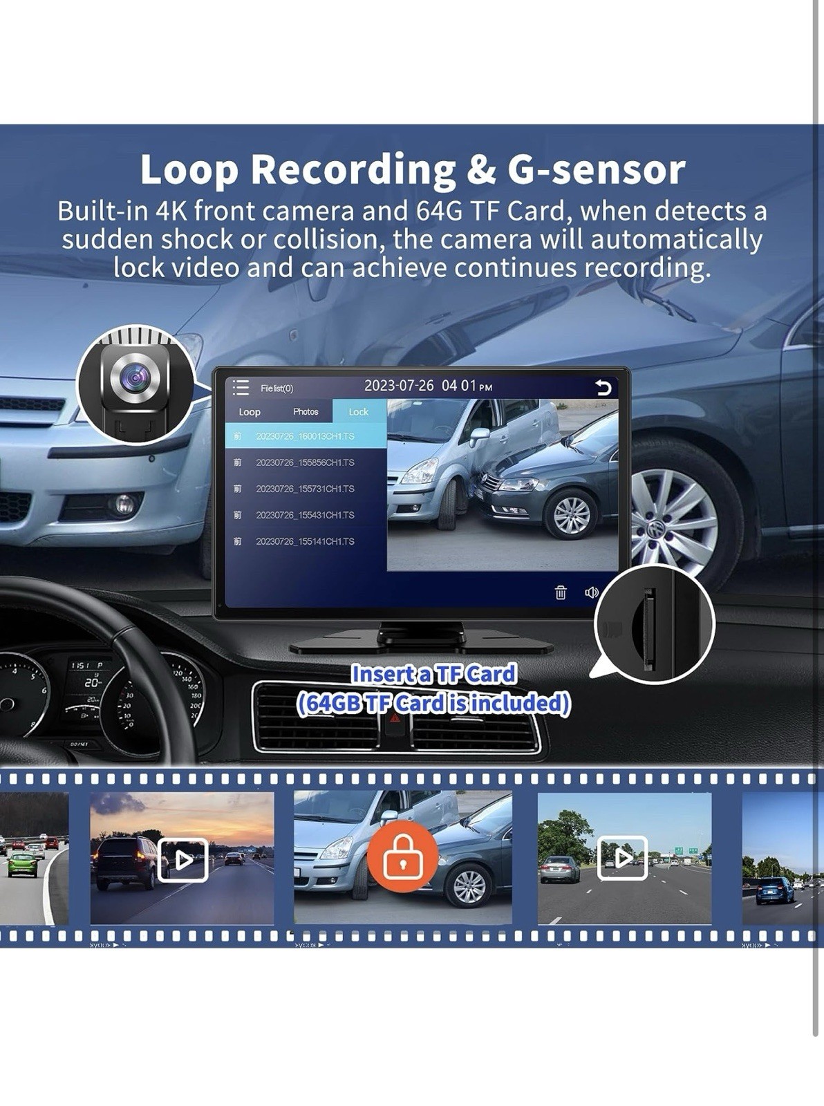 LAMTTO 9 Inch Wireless Car Stereo with Apple Carplay & Android Auto,Portable …