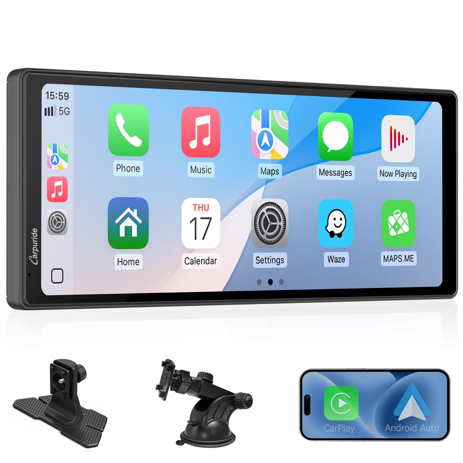 CARPURIDE 10.26 Inch Wireless/Wired Apple CarPlay, Android Auto and Mirror Li…