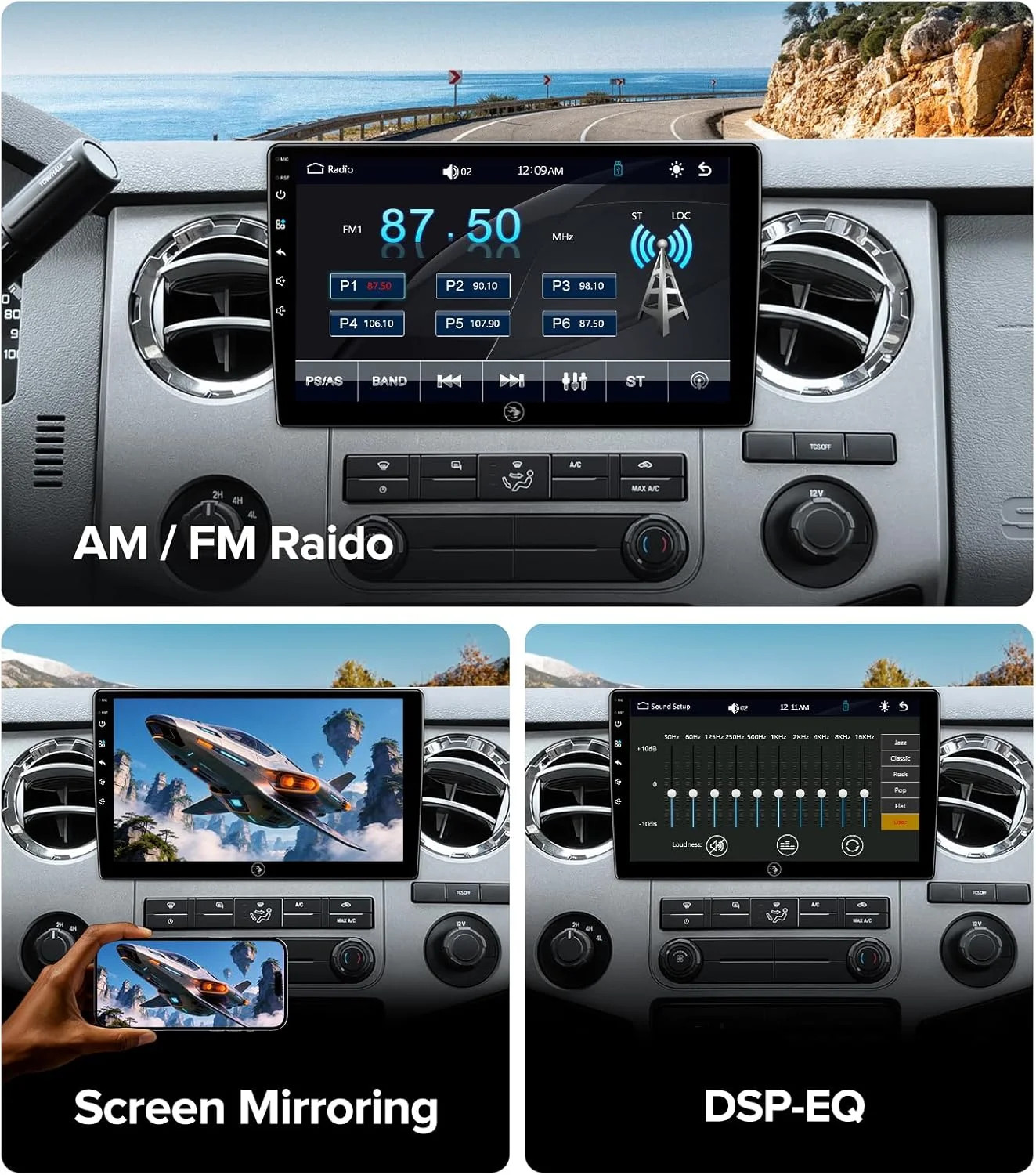 QLED Linux Car Stereo for Ford F150 2004-2008, F250 F350 2008-2016 – Fast Boot W