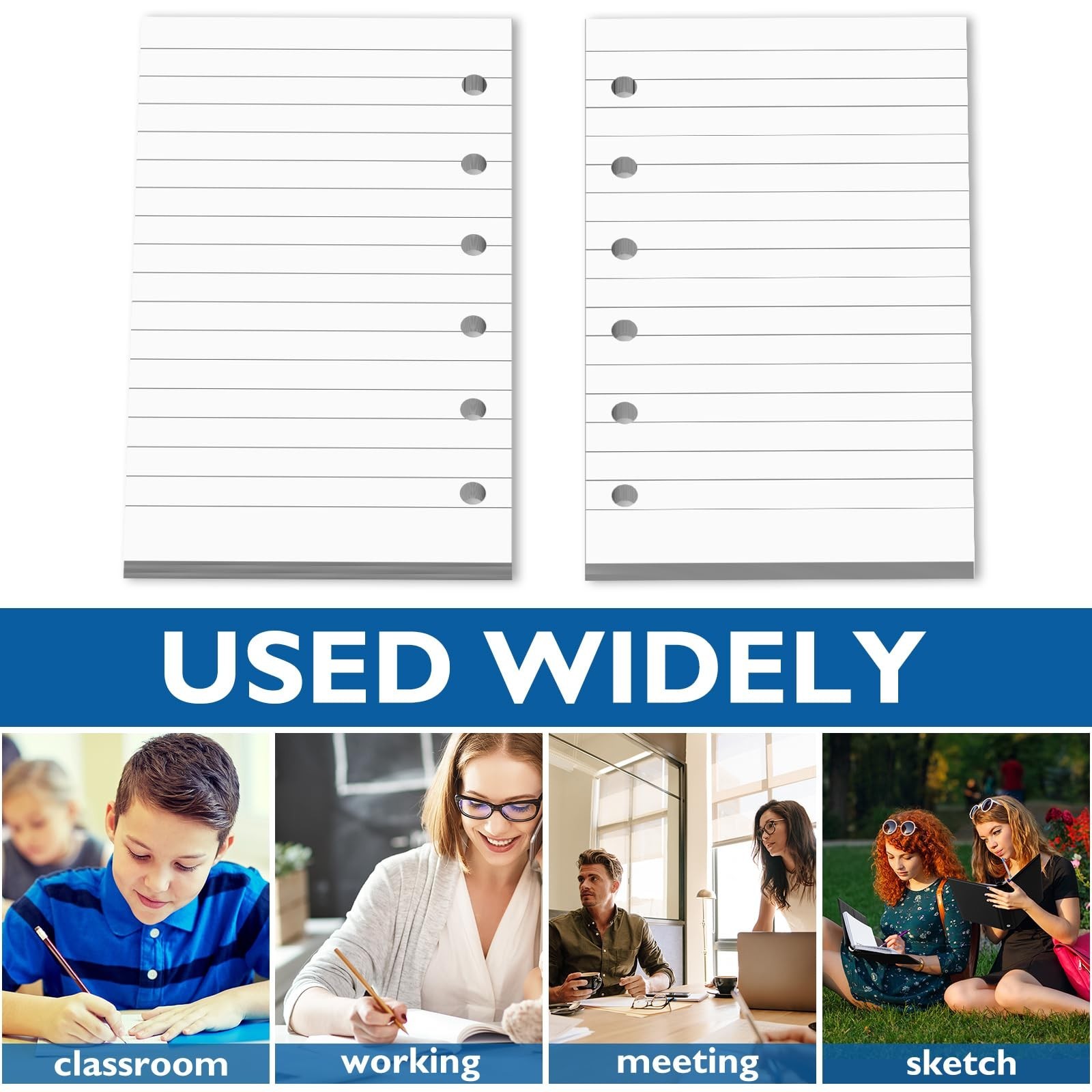 6 Hole Mini Lined Paper Refill 200 Sheets 3×5 Inch Planner Filler Loose Leaf