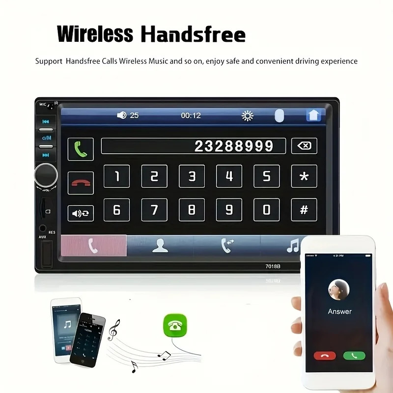 7″ Double 2 Din Car MP5 Player Bluetooth Touch Screen Stereo Radio Audio Mrrior;