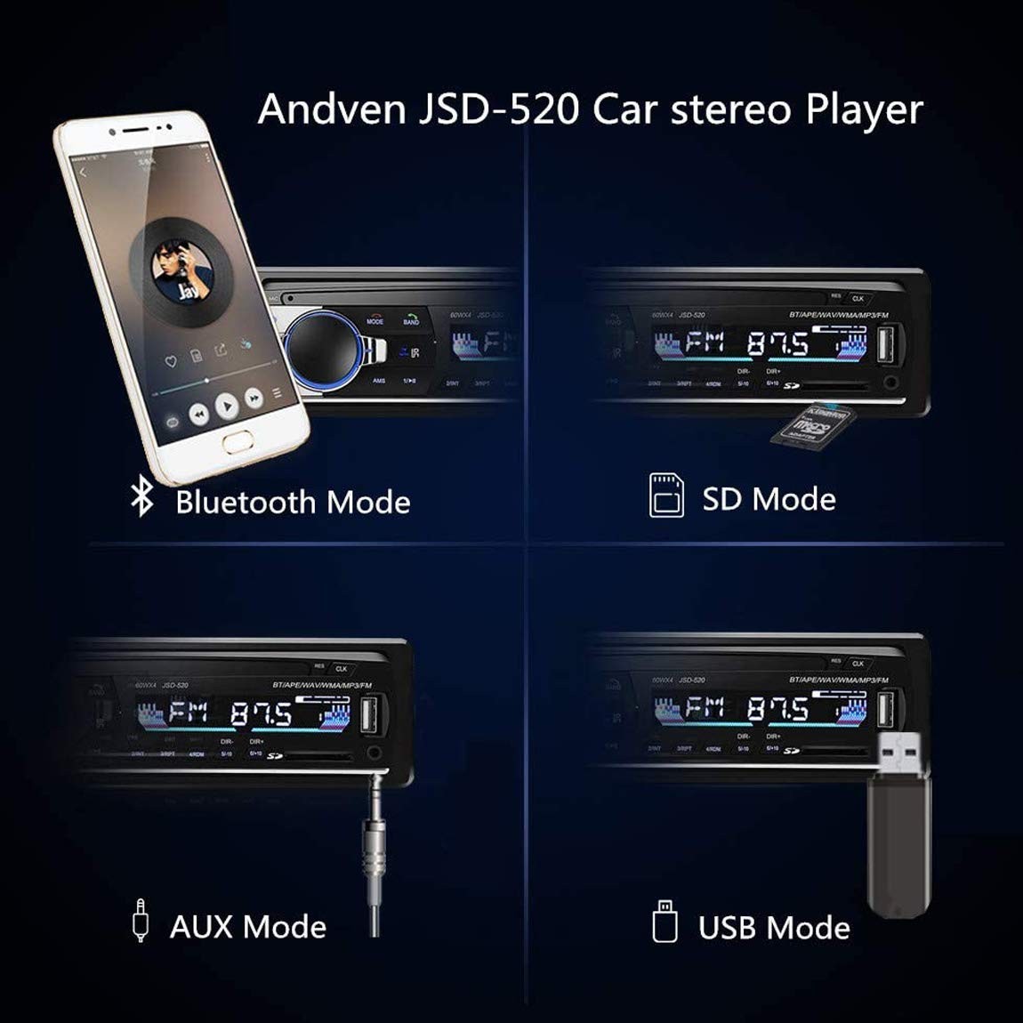 WEPARTICULAR Single Din Car Stereo Radio Receiver Bluetooth Hands-Free,…