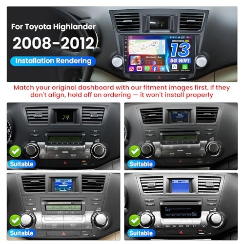 8 Core 4+32G for Toyota Highlander 2008-2012 Radio Stereo Upgrade: 10.1 Inch