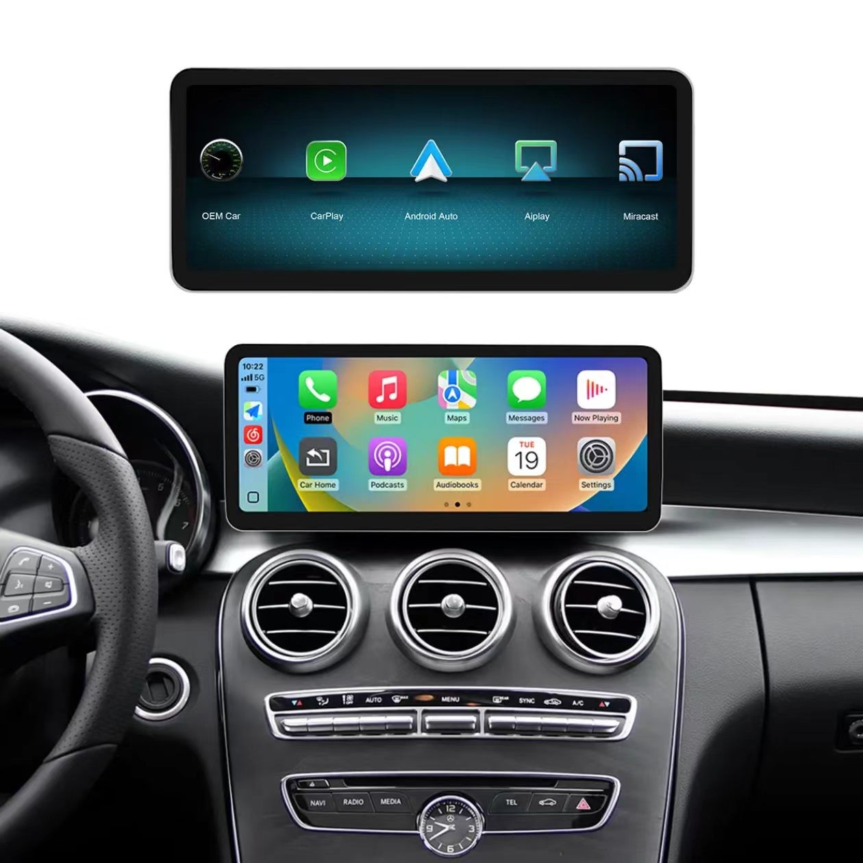 12.3″Apple Carplay Android Auto Upgrade Kit for Mercedes C Class W204 NTG5.0
